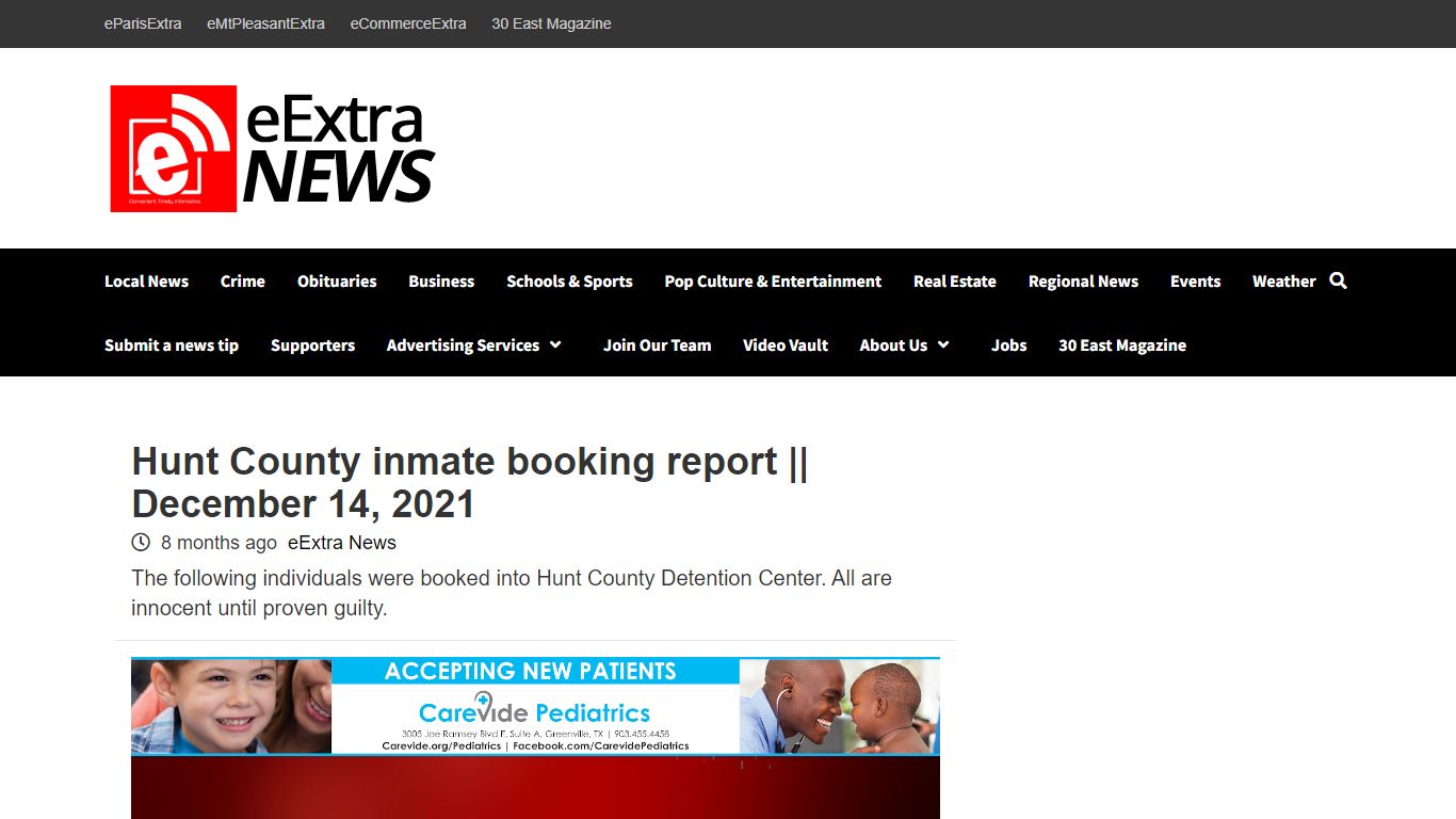 Hunt County inmate booking report || December 14, 2021