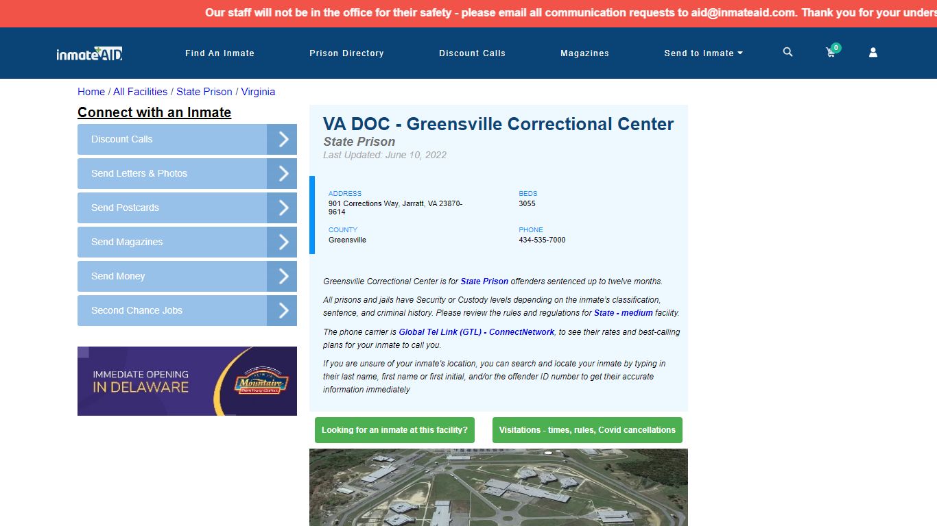 VA DOC - Greensville Correctional Center & Inmate Search ...
